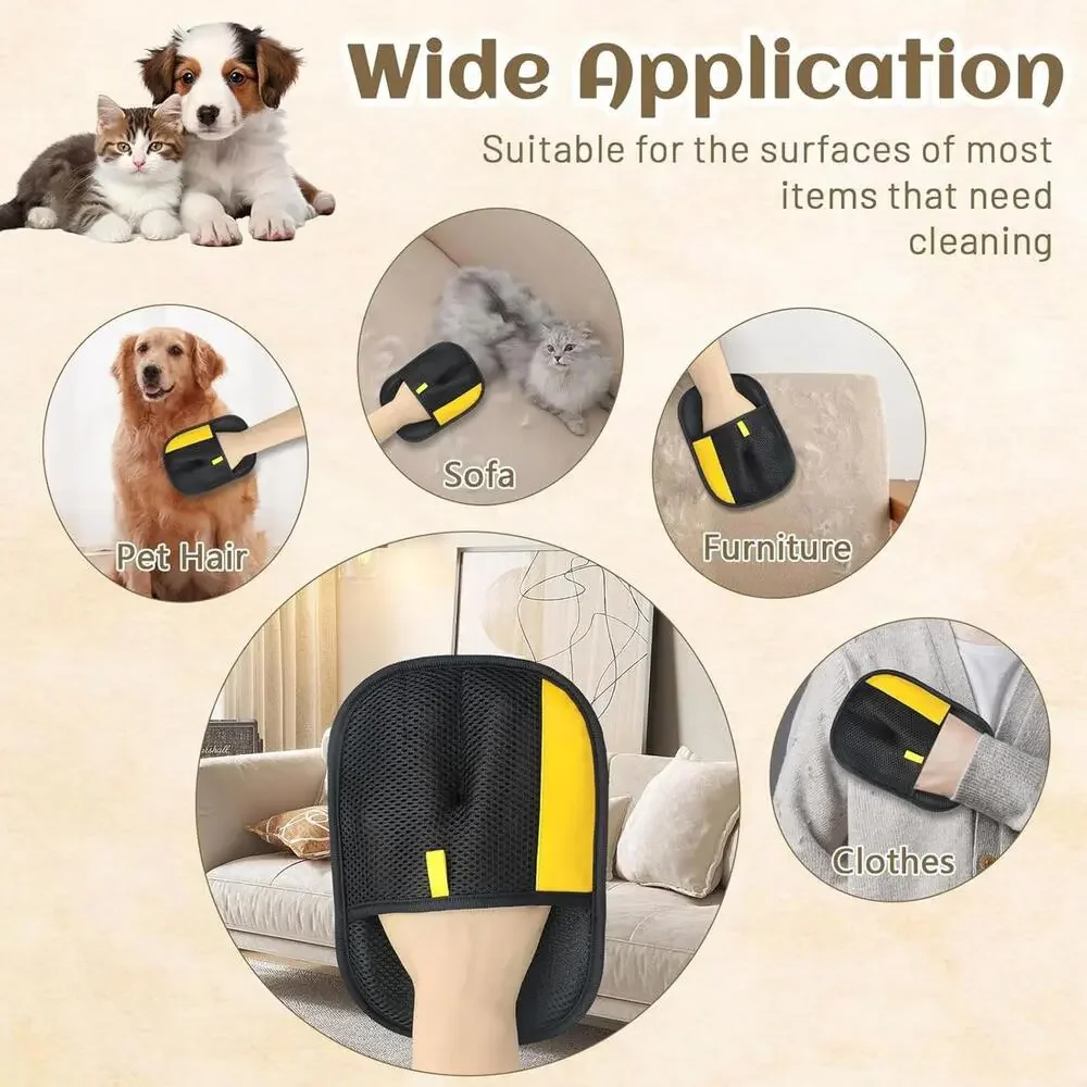 2PC Electrostatic Pet Hair Removal Gloves Brush Double-sided Pet Grooming Gloves